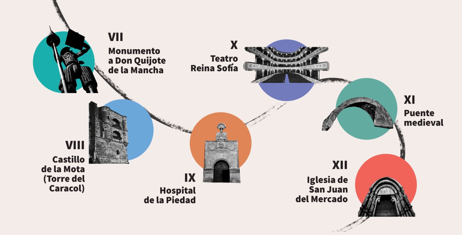 An image for each month of the year following a visual path with different colours