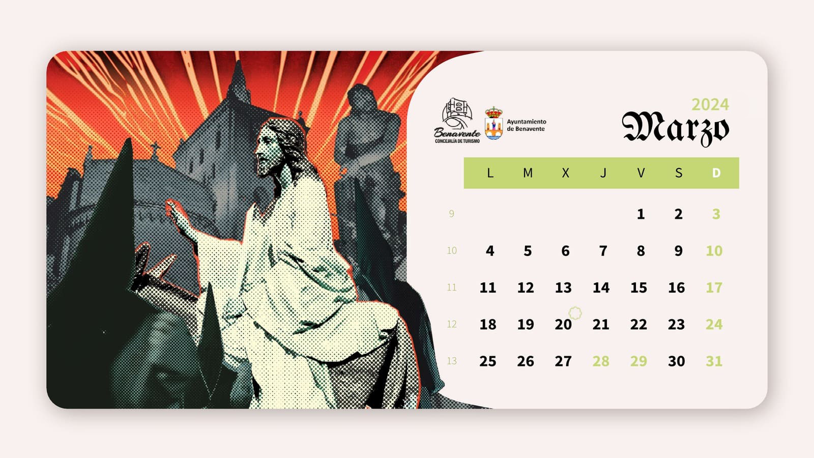 The first page of monthly calendar layout featuring a collage and the month dates