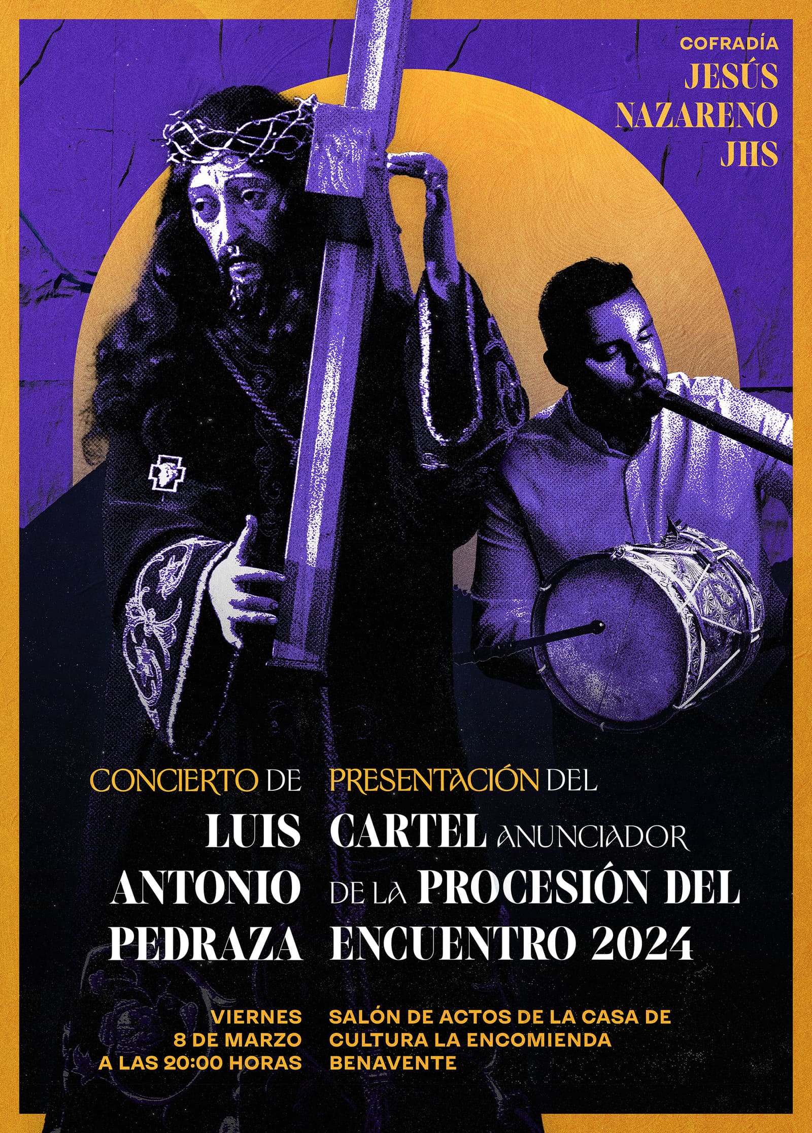 Concert poster featuring an image of Jesus alongside a man, promoting an upcoming musical event